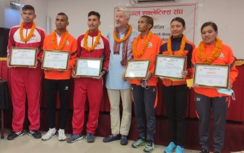 १३औं सागमा एथलेटिक्सतर्फ पदक जितेका खेलाडीहरू पुरस्कृत